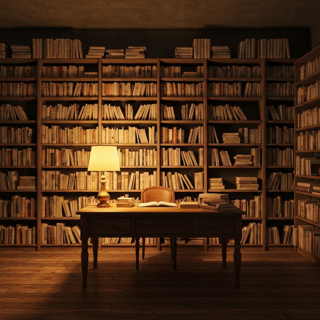 Prostorija s knjigama i toplim svetlom simbolizuje obrazovni portal