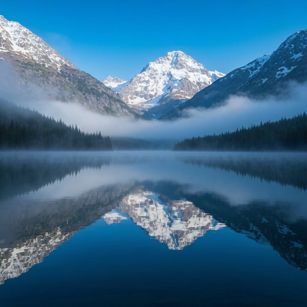 Mirna scena planine ili jezera simbolizuje mentalni mir